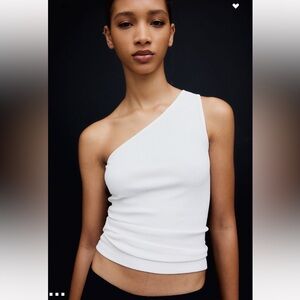H&M white one-shoulder top